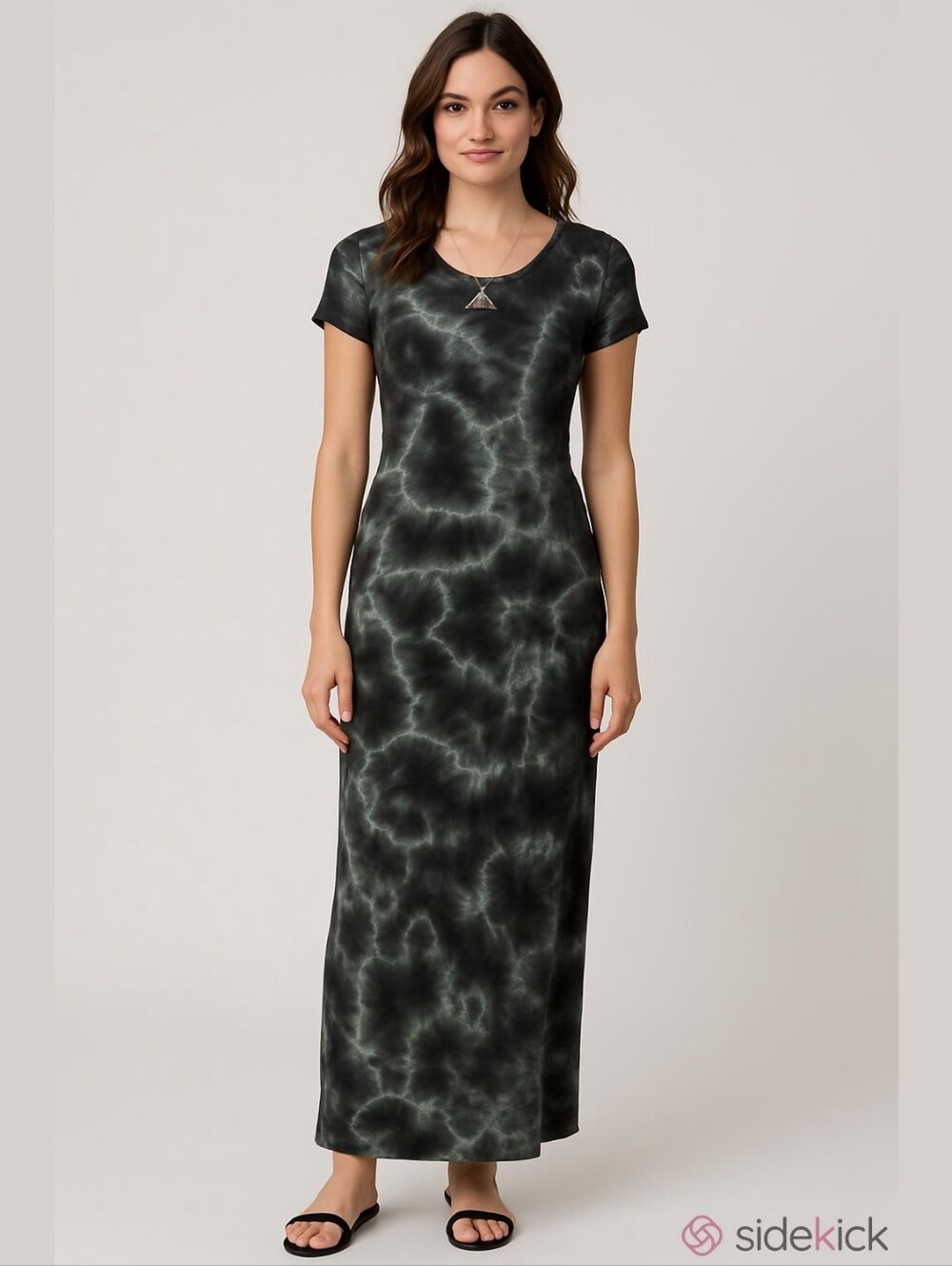 Romeo & Juliet Couture Tie Dye Cloud Print Maxi Dress Grey Black Size M